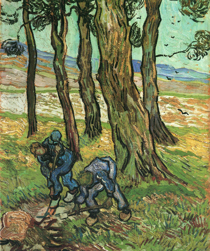 Dois escavadores entre árvores (Vincent Van Gogh) - Reprodução com Qualidade Museu