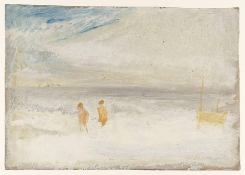 Duas figuras em uma praia com um barco (Joseph Mallord William Turner) - Reprodução com Qualidade Museu