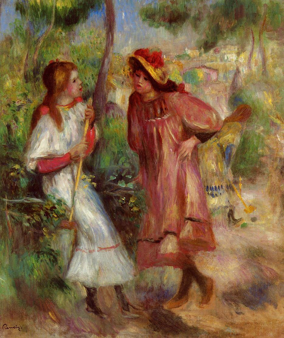 Duas meninas no jardim de Montmartre (Pierre-Auguste Renoir) - Reprodução com Qualidade Museu