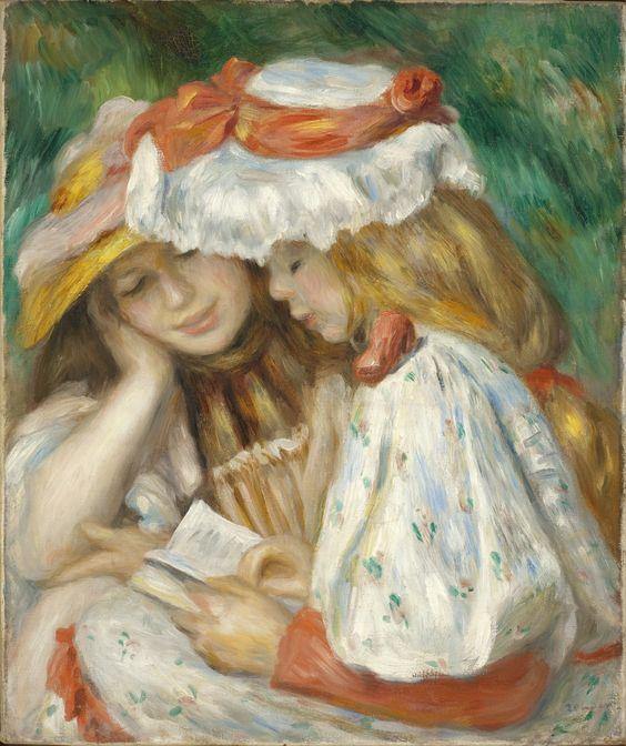 Duas Meninas Lendo (Pierre-Auguste Renoir) - Reprodução com Qualidade Museu