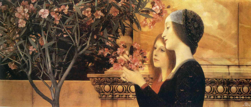 Duas meninas com oleandro (Gustav Klimt) - Reprodução com Qualidade Museu