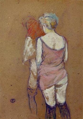 Duas mulheres seminuas vistas de trás no bordel da Rue Des Moulins (Henri de Toulouse-Lautrec) - Reprodução com Qualidade Museu