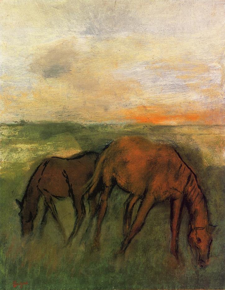 Dois cavalos em um pasto (Edgar Degas) - Reprodução com Qualidade Museu