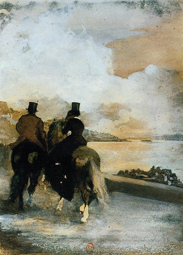 Dois Cavaleiros Por Um Lago (Edgar Degas) - Reprodução com Qualidade Museu