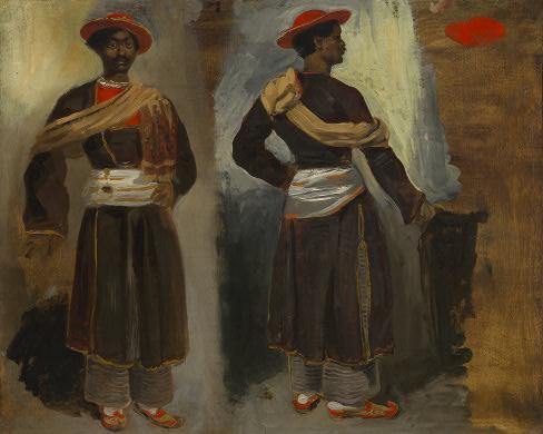 Duas vistas de um índio em pé de Calcutá (Eugene Delacroix) - Reprodução com Qualidade Museu