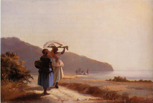 Duas mulheres conversando à beira-mar, São Tomás (Camille Pissarro) - Reprodução com Qualidade Museu