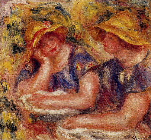 Duas mulheres com blusas azuis (Pierre-Auguste Renoir) - Reprodução com Qualidade Museu