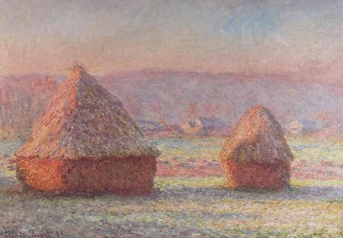Monte de feno em Giverny, pôr do sol (Claude Monet) - Reprodução com Qualidade Museu