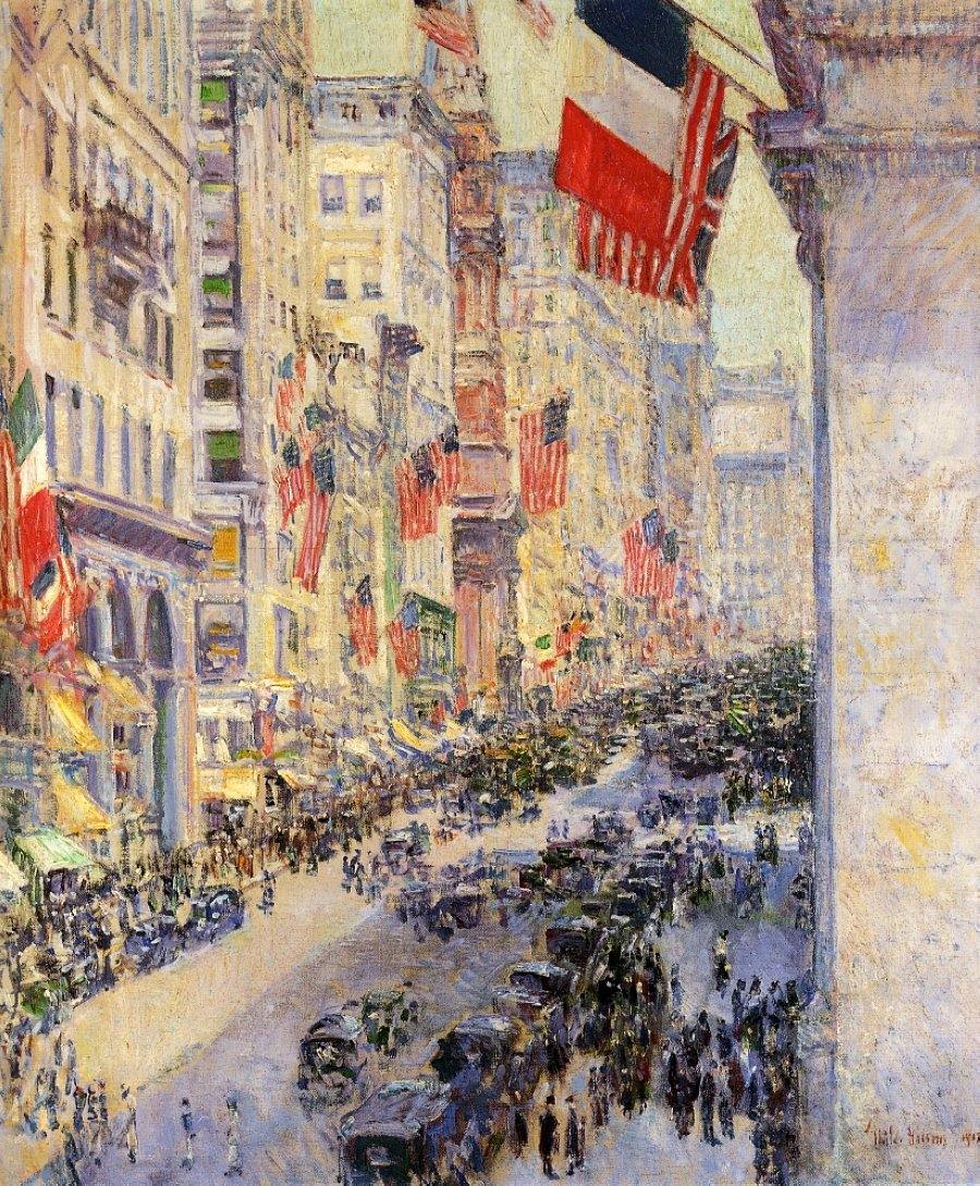 Subindo a avenida da Rua Trinta e Quatro, 1917 (Childe Hassam) - Reprodução com Qualidade Museu
