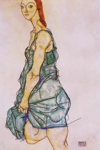 Mulher em pé com uma saia verde - Replicarte