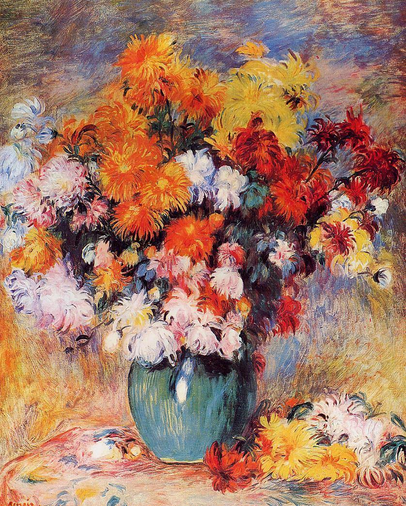 Vaso de crisântemos (Pierre-Auguste Renoir) - Reprodução com Qualidade Museu