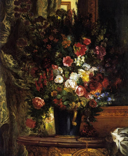 Vaso de flores em um console (Eugene Delacroix) - Reprodução com Qualidade Museu