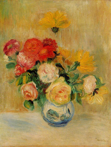 Vaso de rosas e dálias (Pierre-Auguste Renoir) - Reprodução com Qualidade Museu