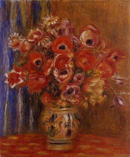 Vaso De Tulipas E Anêmonas (Pierre-Auguste Renoir) - Reprodução com Qualidade Museu