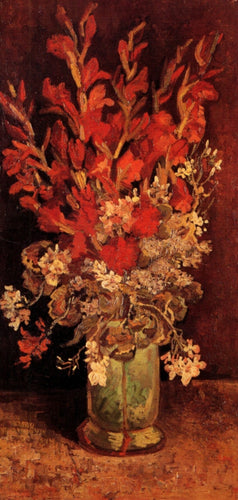Vaso Com Gladíolos E Cravos (Vincent Van Gogh) - Reprodução com Qualidade Museu
