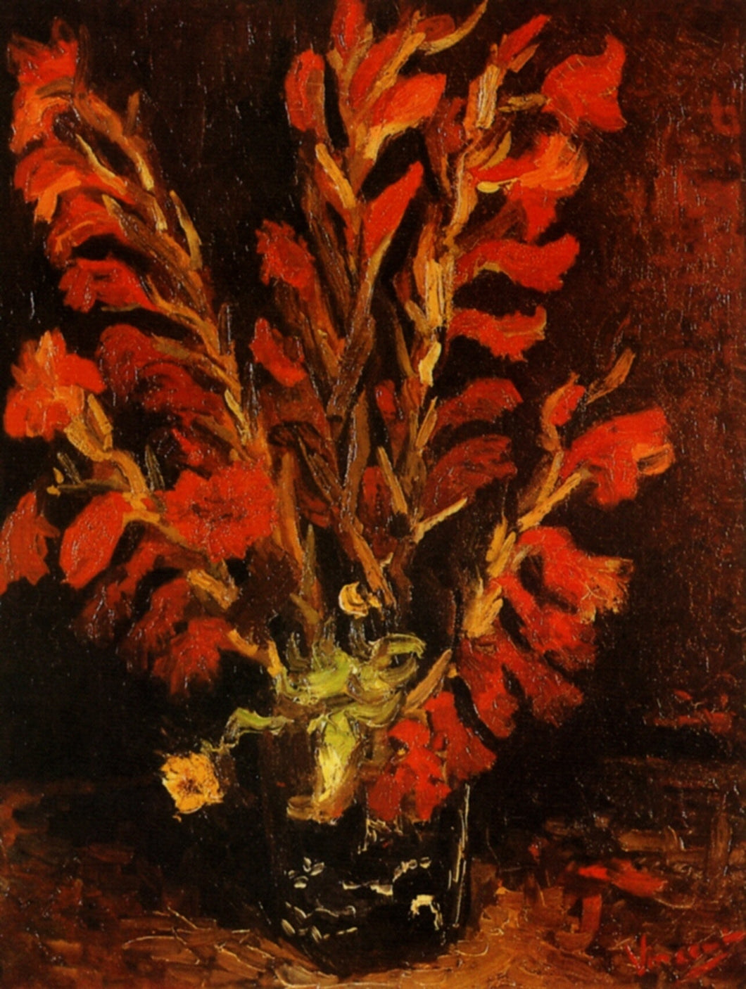 Vaso com Gladioli Vermelho (Vincent Van Gogh) - Reprodução com Qualidade Museu