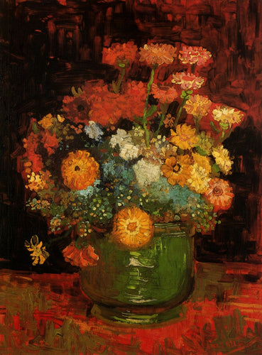 Vaso Com Zinnias (Vincent Van Gogh) - Reprodução com Qualidade Museu