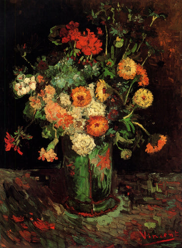 Vaso de zínias e gerânios (Vincent Van Gogh) - Reprodução com Qualidade Museu