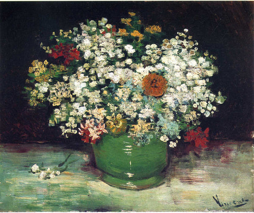 Vaso Com Zínias E Outras Flores (Vincent Van Gogh) - Reprodução com Qualidade Museu