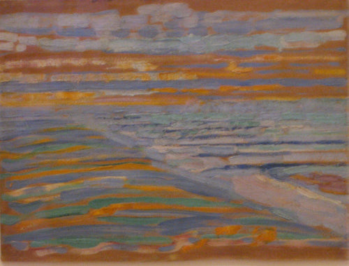 Vista das dunas com praia e cais, Domburg (Piet Mondrian) - Reprodução com Qualidade Museu