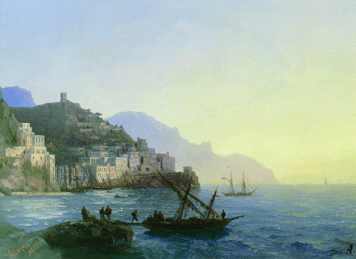 Vista de Amalfi (Ivan Aivazovsky) - Reprodução com Qualidade Museu