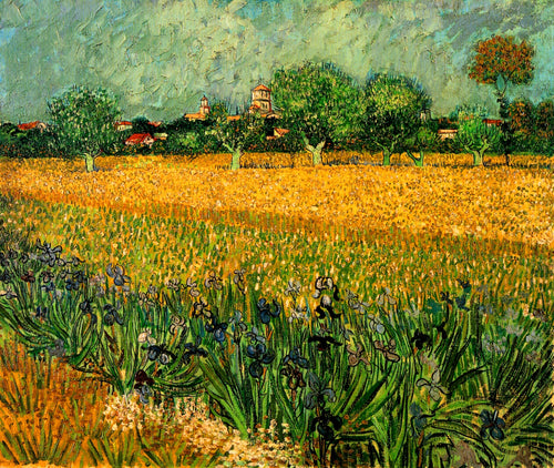 Vista de Arles com íris em primeiro plano (Vincent Van Gogh) - Reprodução com Qualidade Museu