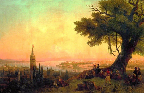 Vista de Constantinopla à luz do entardecer (Ivan Aivazovsky) - Reprodução com Qualidade Museu