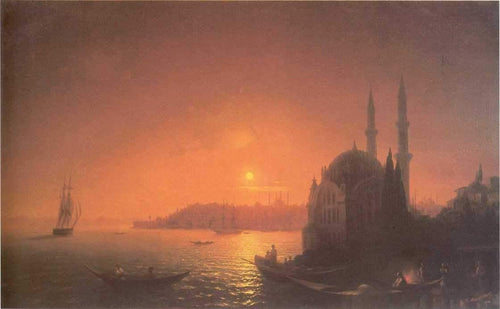 Vista de Constantinopla ao luar (Ivan Aivazovsky) - Reprodução com Qualidade Museu