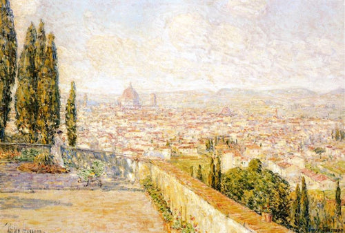 Vista de Florença de San Miniato (Childe Hassam) - Reprodução com Qualidade Museu