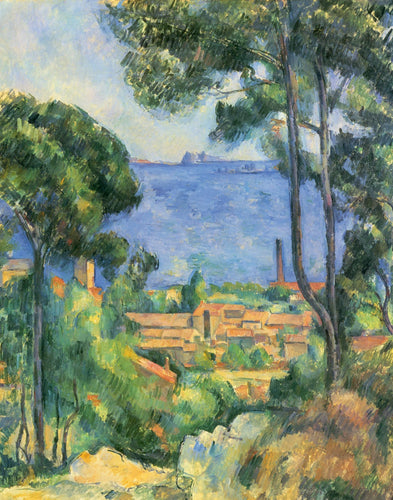 Vista de Lestaque e Chateaux DIf (Paul Cézanne) - Reprodução com Qualidade Museu