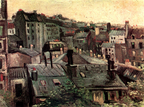Vista de telhados e fundos de casas (Vincent Van Gogh) - Reprodução com Qualidade Museu