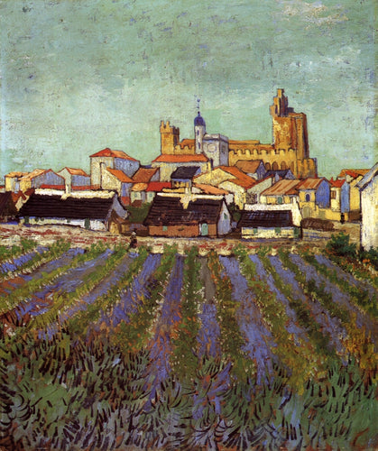 Vista de Saintes-Maries (Vincent Van Gogh) - Reprodução com Qualidade Museu