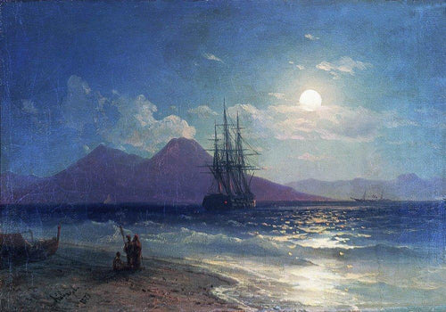 Vista do mar à noite (Ivan Aivazovsky) - Reprodução com Qualidade Museu