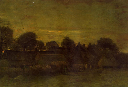 Aldeia ao pôr do sol (Vincent Van Gogh) - Reprodução com Qualidade Museu