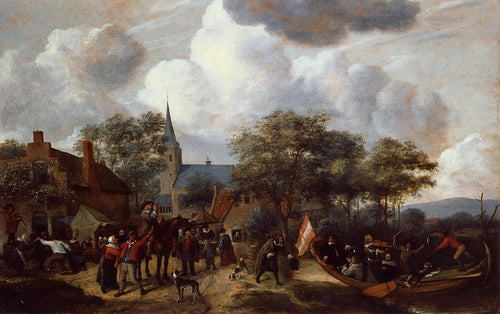 Festival da aldeia com o navio de Saint Rijn Uijt
