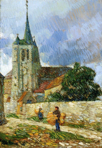 Village Scene, bretão (Childe Hassam) - Reprodução com Qualidade Museu