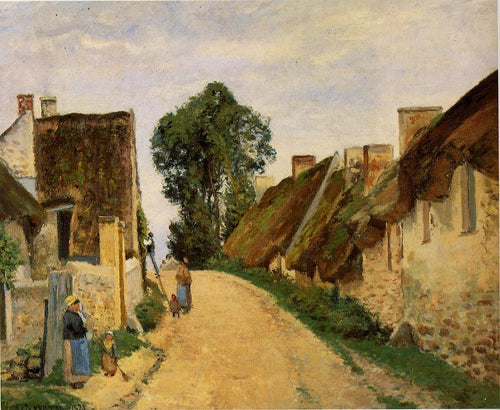 Village Street, Auvers-sur-Oise (Camille Pissarro) - Reprodução com Qualidade Museu