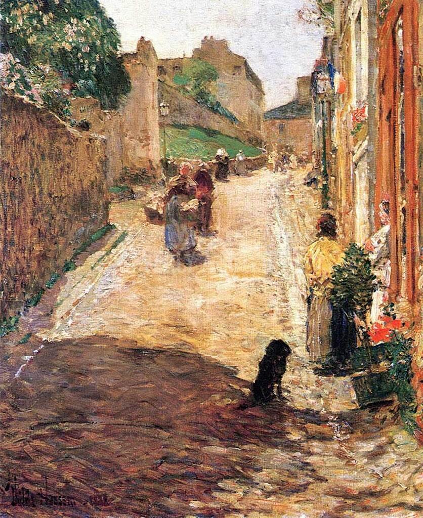 Village Street Scene, França (Childe Hassam) - Reprodução com Qualidade Museu