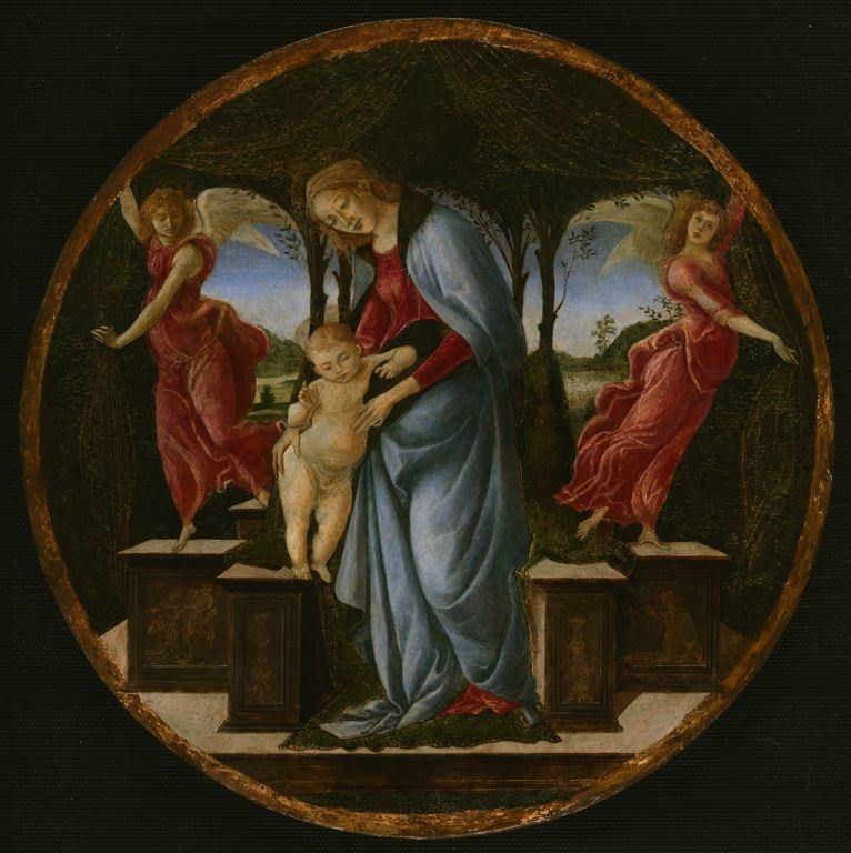 Virgem e criança com dois anjos (Sandro Botticelli) - Reprodução com Qualidade Museu