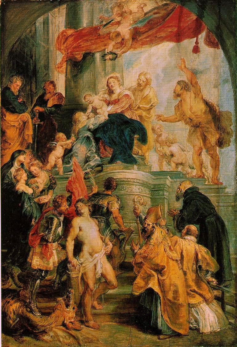 Virgem e o menino entronizados com santos (Peter Paul Rubens) - Reprodução com Qualidade Museu