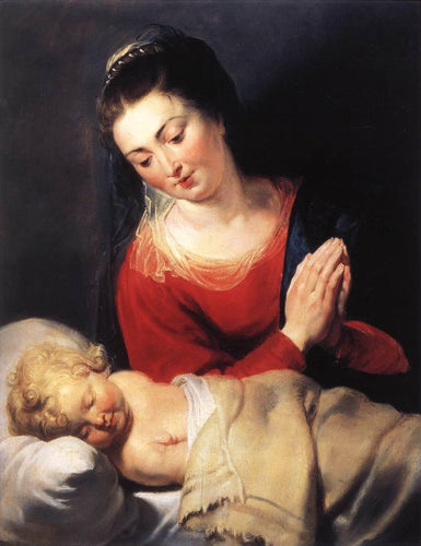 Virgem em adoração diante do menino Jesus (Peter Paul Rubens) - Reprodução com Qualidade Museu