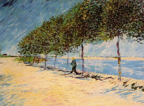 Caminhe ao longo das margens do Sena perto de Asnières (Vincent Van Gogh) - Reprodução com Qualidade Museu