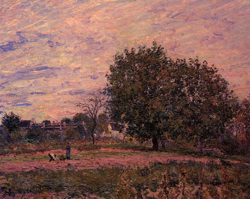 Nogueiras, pôr do sol nos primeiros dias de outubro (Alfred Sisley) - Reprodução com Qualidade Museu