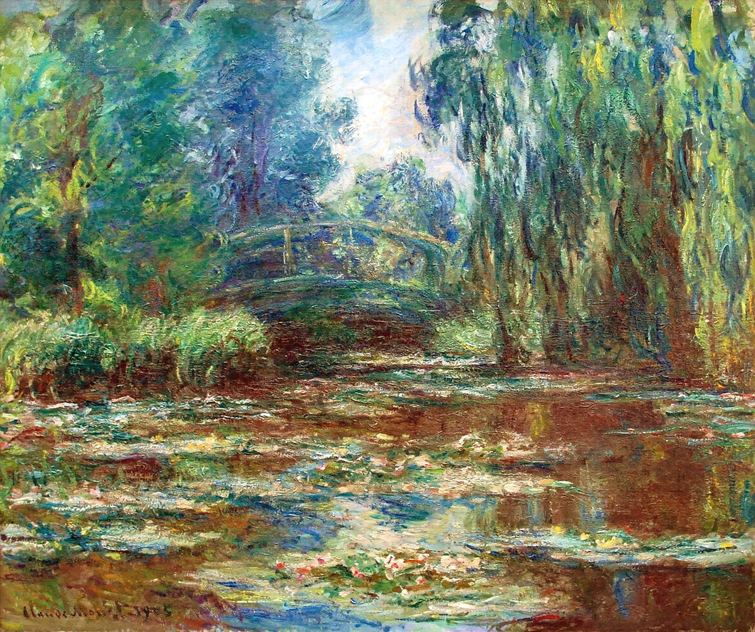 Lagoa e ponte de nenúfar (Claude Monet) - Reprodução com Qualidade Museu