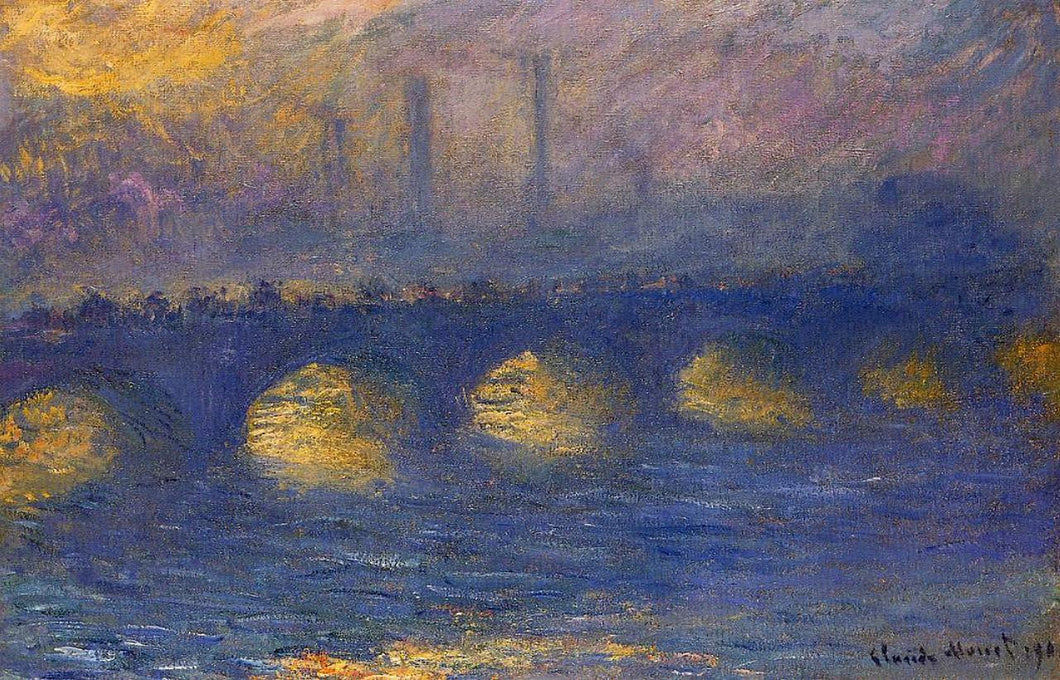 Ponte Waterloo, tempo nublado (Claude Monet) - Reprodução com Qualidade Museu