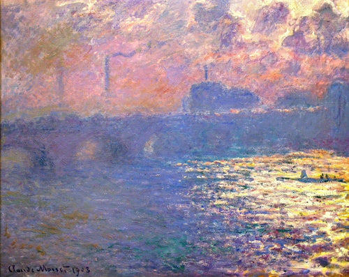 Ponte Waterloo, efeito da luz solar (Claude Monet) - Reprodução com Qualidade Museu