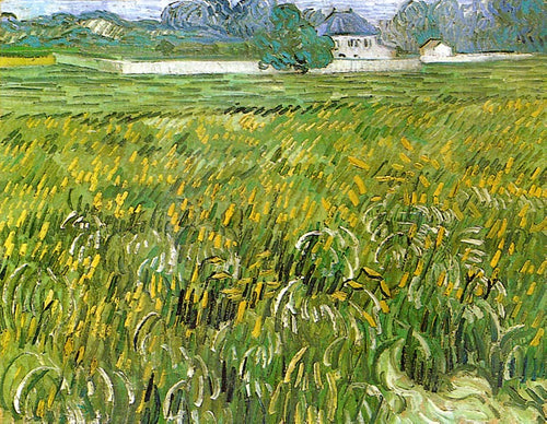 Campo de trigo em Auvers com casa branca (Vincent Van Gogh) - Reprodução com Qualidade Museu