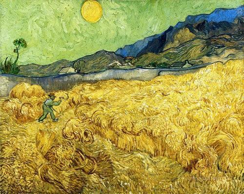 Campo de trigo com ceifeiro e sol (Vincent Van Gogh) - Reprodução com Qualidade Museu
