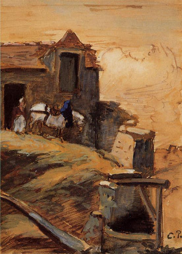 Cavalo Branco em uma Fazenda (Camille Pissarro) - Reprodução com Qualidade Museu