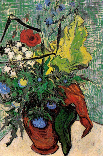 Flores selvagens e cardos em um vaso (Vincent Van Gogh) - Reprodução com Qualidade Museu